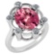 Certified 5.83 Ctw Pink Tourmaline And Diamond VS/SI1 Halo Ring 14K White Gold Made In USA