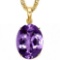 0.7 CTW AMETHYST 10K SOLID YELLOW GOLD OVAL SHAPE PENDANT