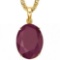 0.95 CTW RUBY 10K SOLID YELLOW GOLD OVAL SHAPE PENDANT