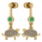 Certified 0.37 Ctw Emerald And Diamond VS/SI1 Chinese Century Year Of PIG 2019 Style Earrings14k Yel