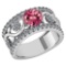 Certified 2.00 Ctw Pink Tourmaline And Diamond VS/SI1 Wedding/ Engagement Style Halo Rings 14K White