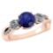 Certified 1.86 Ctw Blue Sapphire And DiamondVS/SI1 3 Stone Ring 14k Rose Gold Made In USA