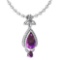 Certified 3.62 Ctw Amethyst And Diamond VS/SI1 Necklace 14K White Gold Made In USA
