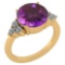 Certified 3.60 Ctw Amethyst And Diamond VS/SI1 Ring 14K Yellow Gold Made In USA