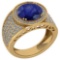 Certified 4.71 Ctw Blue Sapphire And Diamond VS/SI1 Unique Engagement Ring 14K Yellow Gold Made In U