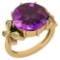 Certified 6.20 Ctw Amethyst And Diamond VS/SI1 Ring 14K Yellow Gold Made In USA