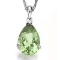 0.7 CTW GREEN AMETHYST 10K SOLID WHITE GOLD PEAR SHAPE PENDANT