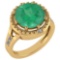 Certified 3.65 Ctw Emerald And Diamond VS/SI1 Halo Ring 14K Yellow Gold Made In USA