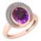 Certified 2.82 Ctw Amethyst And Diamond VS/SI1 Halo Ring 14k Rose Gold Made In USA