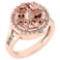 Certified 3.65 Ctw Morganite And Diamond VS/SI1 For Ladies Halo Ring 14K Rose Gold Made In USA