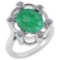 Certified 5.83 Ctw Emerald And Diamond VS/SI1 Halo Ring 14K White Gold Made In USA