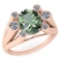 Certified 2.82 Ctw Green Amethyst And Diamond VS/SI1 Halo Ring 14k Rose Gold Made In USA