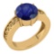 Certified 1.25 Ctw Blue Sapphire Solitaire Ring with Filigree Style 14K Yellow Gold Made In USA