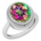 Certified 5.05 Ctw Mystic Topaz 14K White Gold Solitaire Ring Made In USA