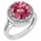 Certified 3.65 Ctw Pink Tourmaline And Diamond VS/SI1 Halo Ring 14K White Gold Made In USA