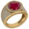 Certified 4.71 Ctw Ruby And Diamond VS/SI1 Unique Engagement Ring 14K Yellow Gold Made In USA