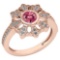Certified 0.67 Ctw Pink Tourmaline And Diamond VS/SI1 Engagement Halo Ring 14K Rose Gold Made In USA