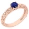 Certified 0.45 Ctw Blue Sapphire Solitaire Ring 14K Rose Gold Made In USA