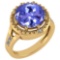 Certified 3.65 Ctw Tanzanite And Diamond VS/SI1 Halo Ring 14K Yellow Gold Made In USA