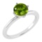 Certified 1.25 Ctw Peridot 14K White Gold Solitaire Ring Made In USA