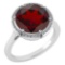 Certified 2.42 Ctw Garnet And Diamond VS/SI1 Halo Ring 14K White Gold Made In USA