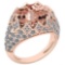 Certified 7.81 Ctw Morganite And Diamond VS/SI1 Engagement Ring 14K Rose Gold Made In USA