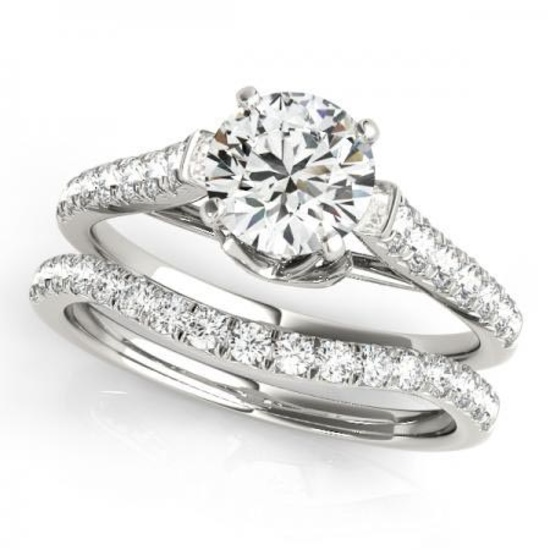 CERTIFIED 18KT WHITE GOLD 1.24 CTW G-H/VS-SI1 DIAMOND BRIDAL SET