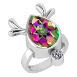 Certified 5.75 Ctw Mystic Topaz And Diamond VS/SI1 Ring 14K White Gold Made In USA