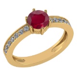 Certified 1.09 Ctw Ruby And Diamond VS/SI1 Halo Ring 14k Yellow Gold Made In USA