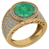 Certified 4.71 Ctw Emerald And Diamond VS/SI1 Unique Engagement Ring 14K Yellow Gold Made In USA