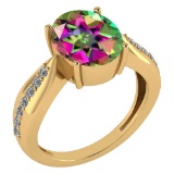 Certified 5.30 Ctw Mystic Topaz And Diamond VS/SI1 Ring 14k Yellow Gold Made In USA