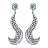 Certified 1.51 Ctw Emerald And Diamond VS/SI1 Styles Earrings For beautiful ladies 14K White Gold