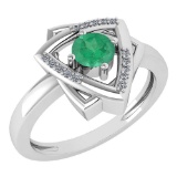Certified 0.29 Ctw Emerald And Diamond VS/SI1 Halo Ring 14k White Gold Made In USA