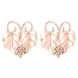 Certified Graps Leaf Style Stud Earrings For beautiful ladies 14k Rose Gold MADE IN ITALY