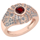Certified 1.04 Ctw Garnet And Diamond VS/SI1 Ring 14K Rose Gold Made In USA