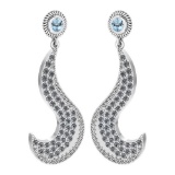 Certified 1.51 Ctw Aquamarine And Diamond VS/SI1 Styles Earrings For beautiful ladies 14K White Gold