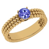 Certified 0.50 Ctw Tanzanite Solitaire 14K Yellow Gold Promises Ring Made In USA