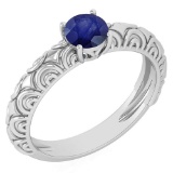 Certified 0.45 Ctw Blue Sapphire Solitaire Ring with Filigree For New Expressions Love Promise colle