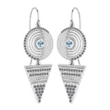 Certified 0.81 Ctw Aquamarine And Diamond VS/SI1 Wire Hook Style Earrings For beautiful ladies 14K W