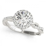 CERTIFIED 14KT WHITE GOLD 1.32 CTW G-H/VS-SI1 DIAMOND HALO ENGAGEMENT RING