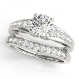 CERTIFIED 18KT WHITE GOLD 1.07 CTW G-H/VS-SI1 DIAMOND BRIDAL SET