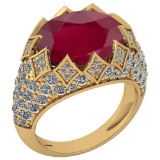 Certified 7.81 Ctw Ruby And Diamond VS/SI1 Unique Engagement Ring 14K Yellow Gold Made In USA