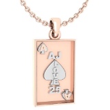 Certified Gift For Card Players charm Pendant 14k Rose Gold MADE IN ITALY