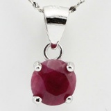 1.07 CTW RUBY 10K SOLID WHITE GOLD ROUND SHAPE PENDANT