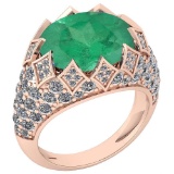 Certified 7.81 Ctw Emerald And Diamond VS/SI1 Engagement Ring 14K Rose Gold Made In USA