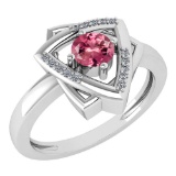 Certified 0.29 Ctw Pink Tourmaline And Diamond VS/SI1 Halo Ring 14k White Gold Made In USA