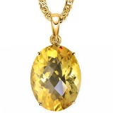 0.7 CTW CITRINE 10K SOLID YELLOW GOLD OVAL SHAPE PENDANT