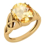 Certified 2.50 Ctw Citrine 14K Yellow Gold Solitaire Ring Made In USA