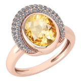 Certified 2.82 Ctw Citrine And Diamond VS/SI1 Halo Ring 14k Rose Gold Made In USA