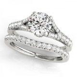 CERTIFIED 18KT WHITE GOLD 1.16 CTW G-H/VS-SI1 DIAMOND BRIDAL SET